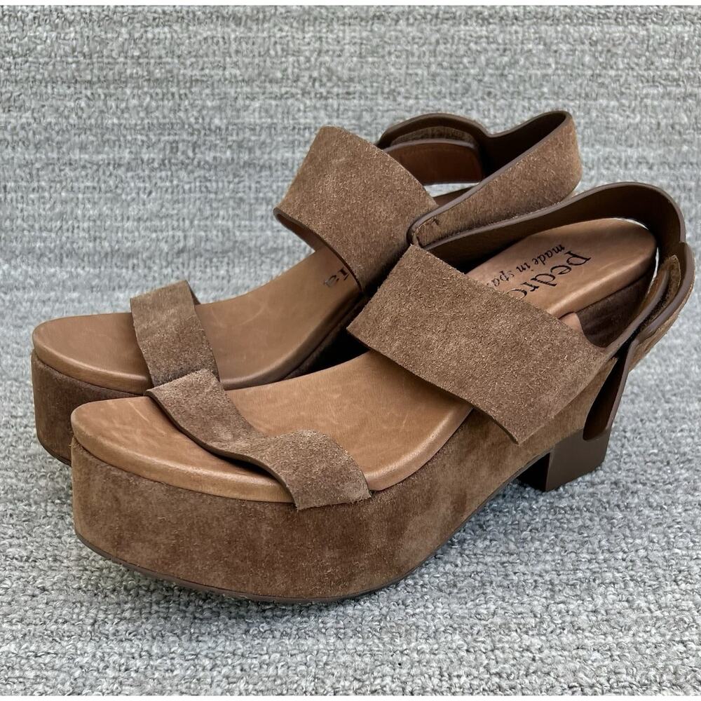 PEDRO GARCIA Dune Platform Wedge Brown Leather Sandals Women's Size 7 US - Picture 2 of 14